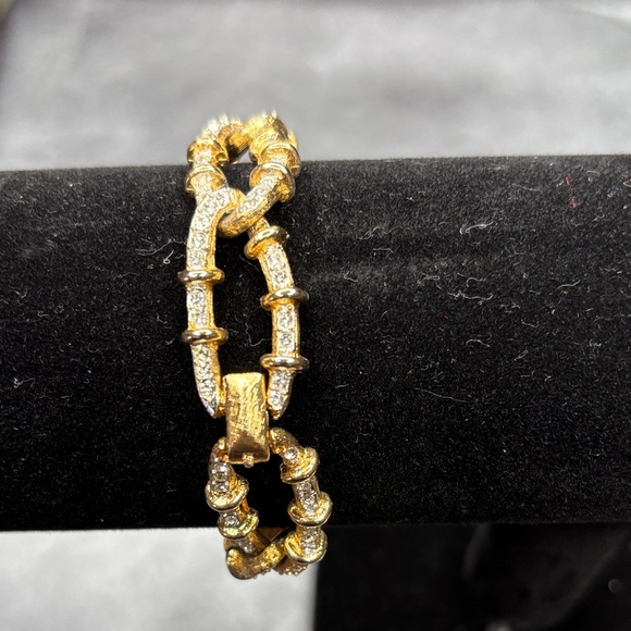 Kenneth Jay Lane Gold and Silver Bamboo Bracelet - Picture 2 of 8